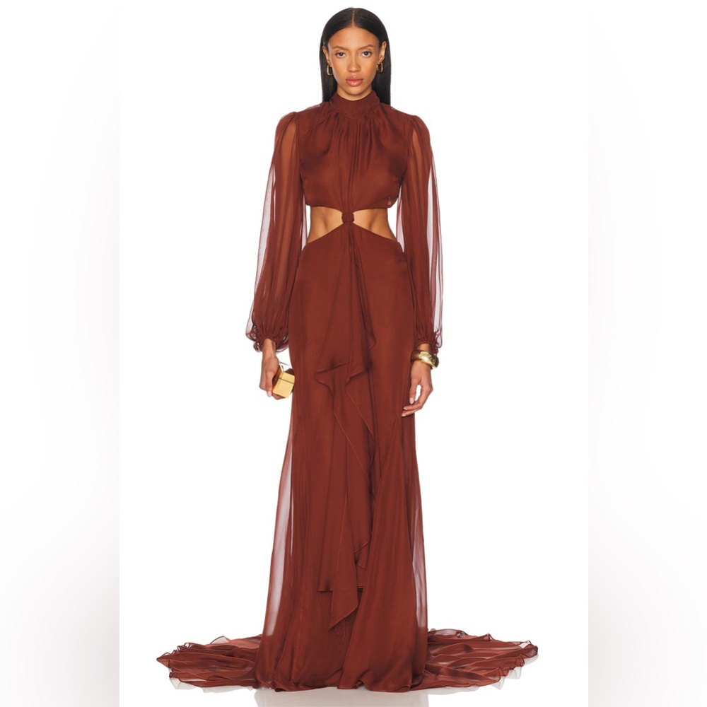 Retrofete Rosalinda Backless/Cutout Dress in Chestnut